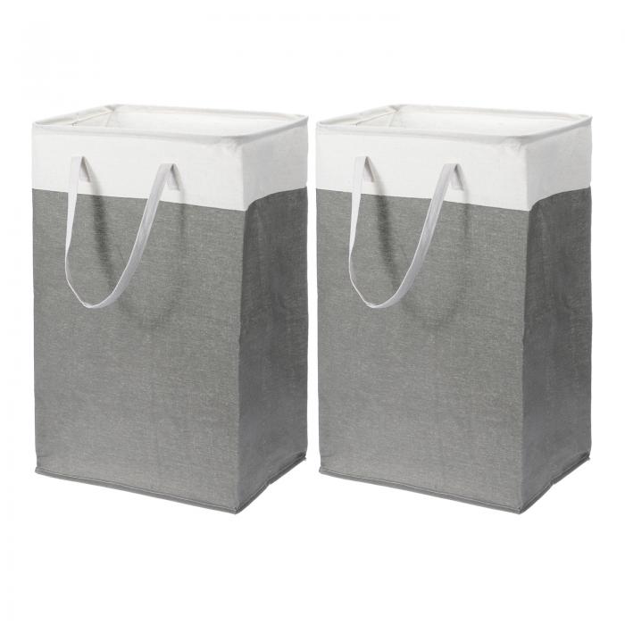 PATIKIL 75Lランドリーバスケット、2個の大型折りたたみ式ランドリーハンパー、浴室、ベッドルーム、寮用の持ち運びが簡単な防水クローズハンパー、グレー