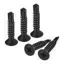 板金ネジ #10 x 25 mm ブラック酸化物 410ステンレス鋼 フラットヘッドプラスドライブセルフドリルネジ 100個(4)