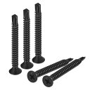板金ネジ #10 x 45 mm ブラック酸化物 410ステンレス鋼 フラットヘッドドライブセルフドリルネジ 100個