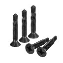 板金ネジ #12 x 32 mm ブラック酸化物 410ステンレス鋼 フラットヘッドプラスドライブセルフドリルネジ 100個