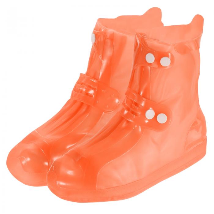 PATIKIL Mサイズ 防水シリコンシューズカバー 1ペア再利用可能な滑り止めオーバーシューズ 雨や雪 ブーツ保護具 男女兼用 アウトドア用 オレンジ色