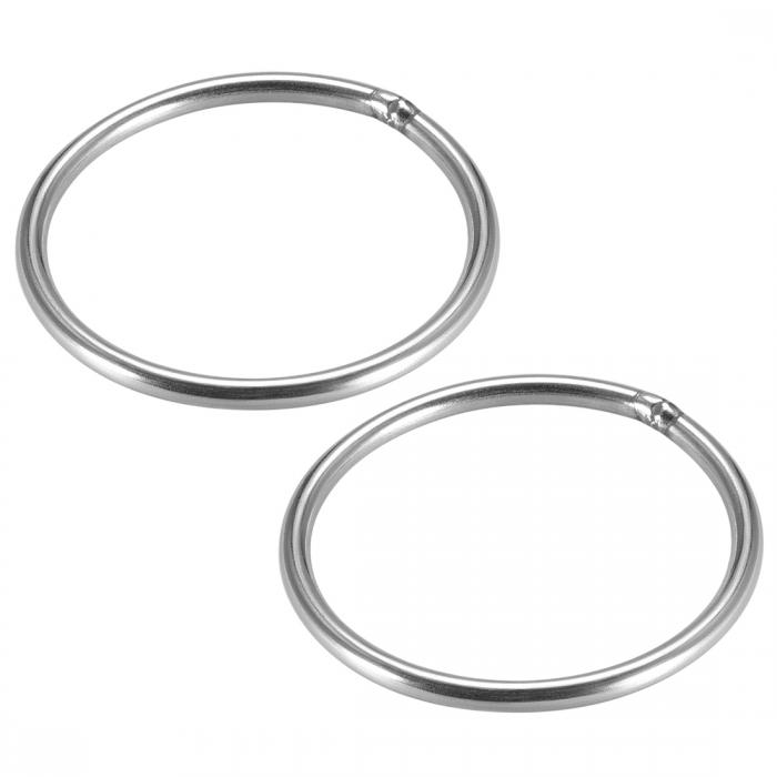 溶接Oリング 丸型Oリング ストラップ付き 50 x 3mm ステンレススチール シルバートーン 2個入り