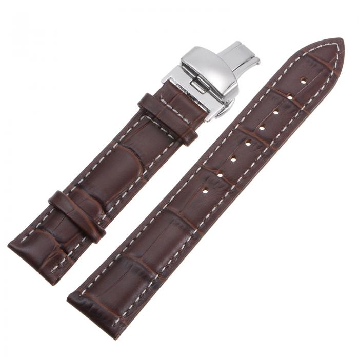 牛革レザーバンド 交換用キット 展開バックルウォッチストラップ 20mm レザーストラップ スプリングバ..
