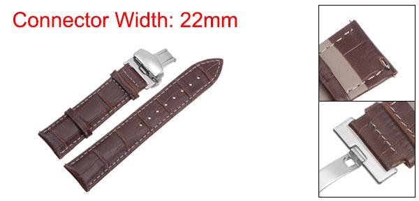 牛革レザーバンド 交換用キット 展開バックルウォッチストラップ 22mm レザーストラップ ライトブラウン