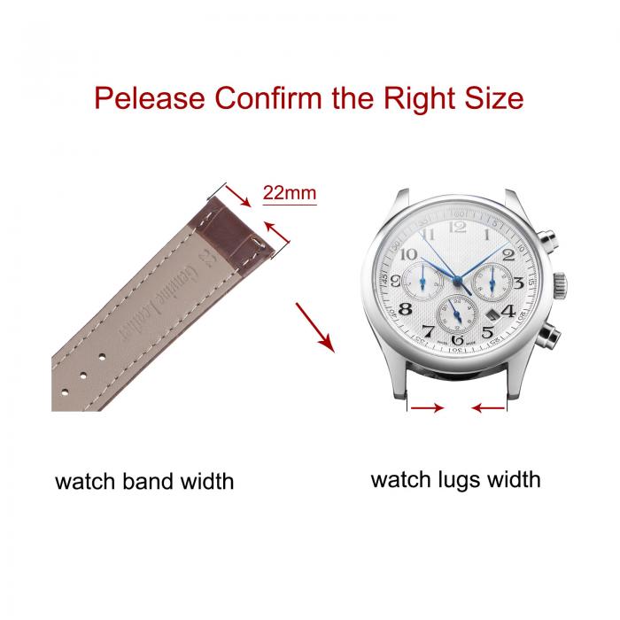 牛革レザーバンド 交換用キット 展開バックルウォッチストラップ 22mm レザーストラップ ライトブラウン