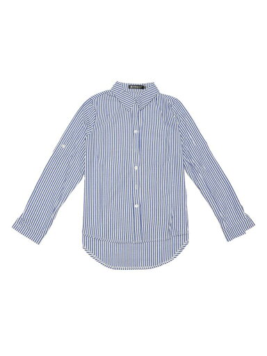 Allegra K ストライプシャツ ブラウス ロールアップ 長袖 カジュアル レディース ブルー XL Allegra K ストライプシャツ ブラウス ロールアップ 長袖 カジュアル レディース ブルー XL