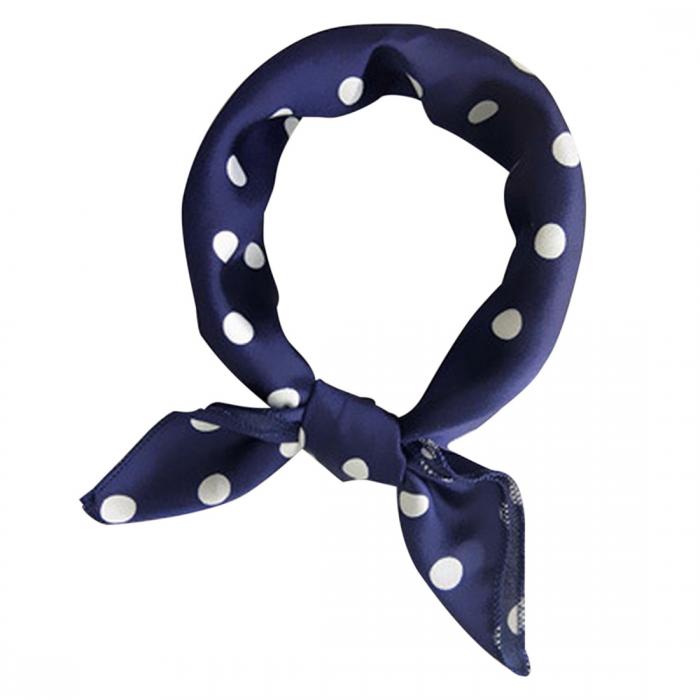 スカーフ 正方形 ドット スクエアスカーフ ネッカチーフ バッグ飾り オフィス 制服用 お洒落 レディース 50cm ネイビーブルー 50cm