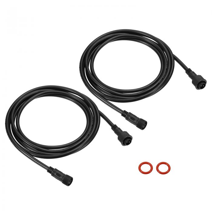 PATIKIL 2m 2ピン 延長ケーブル ワイヤー 2本入り 18 AWG 防水 IP67 コネクタ 両端オスとメス付き LED..