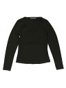 Allegra K ベーシックトップス 無地 ブラウス シャーリング スクープネック 長袖 レディース ブラック XL(4)