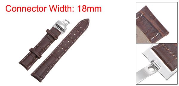 牛革レザーバンド 交換用キット 展開バックルウォッチストラップ 18mm レザーストラップ スプリングバー付き ライトブラウン