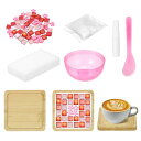 ガラスモザイクタイル 木製コースター付き クラフトセット DIY 四角コースター装飾 90x90x10mm 大人用 ハンドメイド手芸材料 ギフト カラフル モザ...