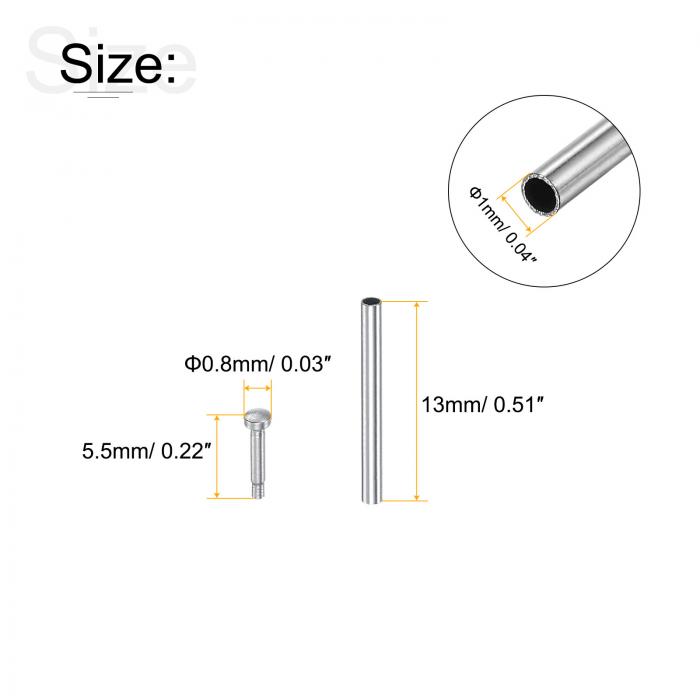 チューブフリクションピン 時計ベルトプレッシャーバーピン 13x1mm ステンレス鋼 リベットエンド付き バンドクラスプバックル 10個入り 3