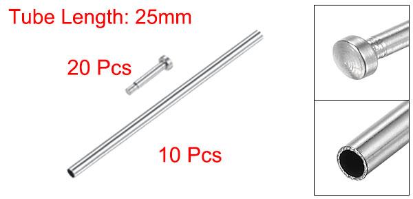 チューブフリクションピン 時計ベルトプレッシャーバーピン 25x1mm ステンレス鋼 リベットエンド付き バンドクラスプバックル 10個入り
