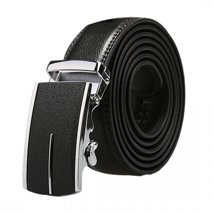 ベルト メンズ 自動バックル ラチェット ビジネス 紳士 レザー 幅 3.5cm 121-156cm ブラック ストライプ 160cm