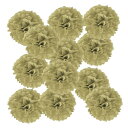 PATIKIL 24 cm ティッシュポンポンフラワー 12個 ペーパーフラワーボール 結婚式 誕生日 卒業式 文化祭 パーティー バックドロップ装飾 金色