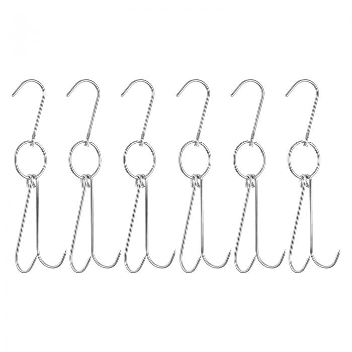 ダブル肉フック スモーカーフックツール ステンレス鋼 魚鶏肉 グリル料理用 4mm厚さ 240mm 6個