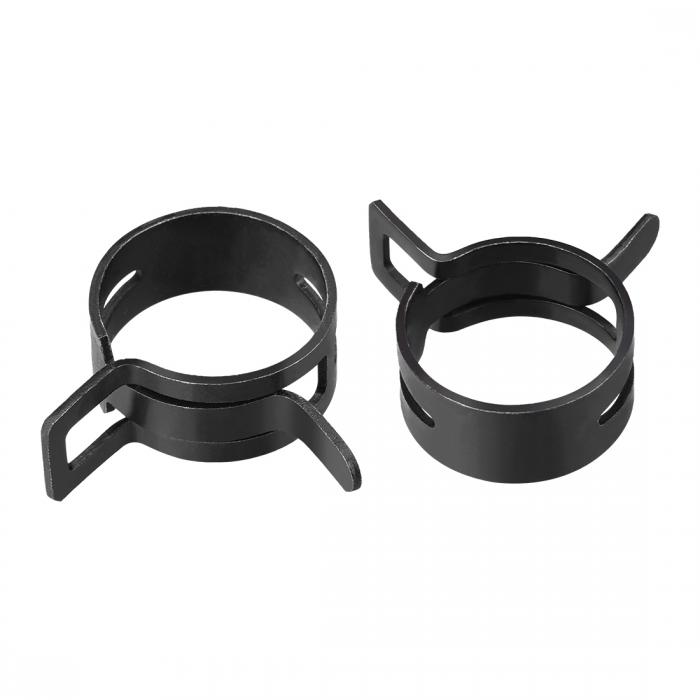 スチールバンドクランプ 24mmホースチューブ スプリングクリップクランプ マンガン鋼 ブラック 10個入り