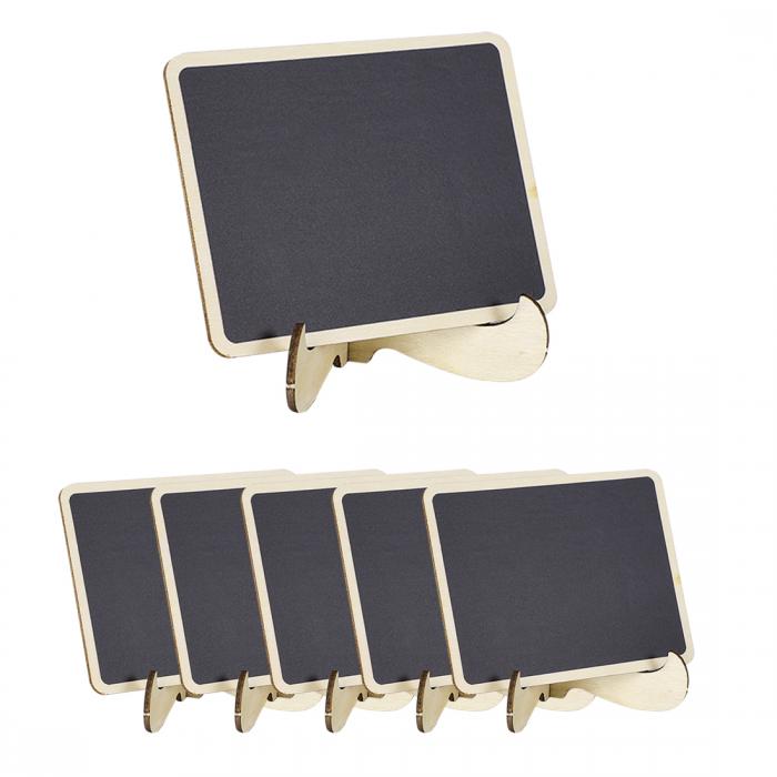 ミニ黒板看板 ベーススタンド付き 木製長方形デザイン 黒板タグ 掲示板サインテーブル番号リマインダー用 6個
