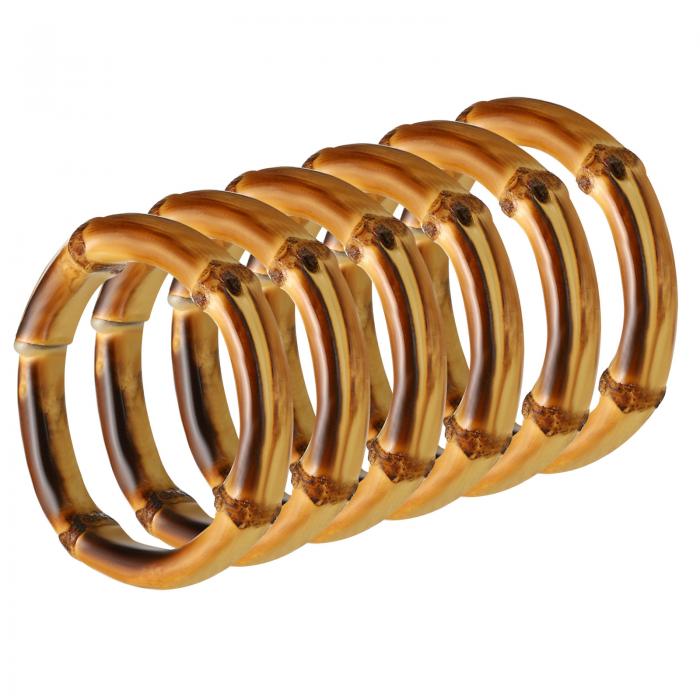 PATIKIL 2.1" 竹製ハンドル 6個セット トートバッグや財布 装飾に最適 茶色色