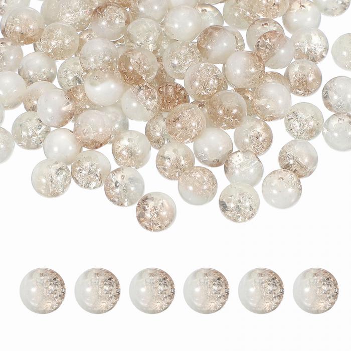 100個10mmの割れ目ガラスビーズ 宝石作り用 水晶ガラスラウンドスペーサービーズ DIYクラフトイヤリングネックレスブレスレット宝石用 カーキ(3)