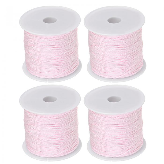 4巻 ナイロン ビーズ糸 結び紐 0.8mm 50ヤード 編組 ナイロン製のクラフト サテン紐 ブレスレット ネッ..
