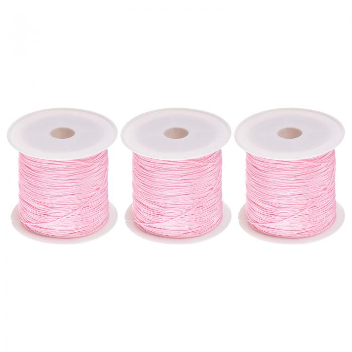 3巻 ナイロン ビーズ糸 結び紐 0.6mm 50ヤード 編組 ナイロン製のクラフト サテン紐 ブレスレット ネッ..