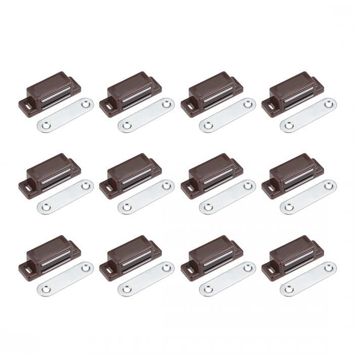 Magnetic Cabinet Door Latches Catch 1.8" Length for Kitchen Bathroom Brown 12pcs