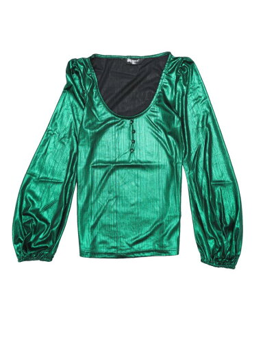 Allegra K パーティートップス ロングtシャツ シャツメタリック 光沢 グリッター ビショップスリーブ スクープネック レディース グリーンブラック XL Allegra K パーティートップス ロングtシャツ シャツメタリック 光沢 グリッター ビショップスリーブ スクープネック レディース グリーンブラック XL