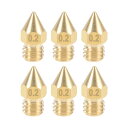 ブラスノズル ブラス製 ブラストーン 0.2mm 3Dプリンターノズル ヘッダM6スレッドMK8 1.75mm押出機プリント 6個入り