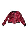 Allegra K ジャケット スタジャン ブルゾン スパンコール 衣装 光沢 長袖 ジッパー ショート丈 レディース ワインレッド XL