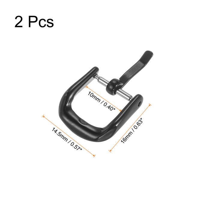 時計ストラップクラスプ 交換 316ステンレス鋼 ポリッシュドPVDバックル 10 mm幅の時計バンド用 ブラック 2個