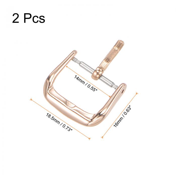 時計ストラップクラスプ 交換 316ステンレス鋼 ポリッシュドPVDバックル 14 mm幅の時計バンド用 ローズゴールドトーン 2個 3