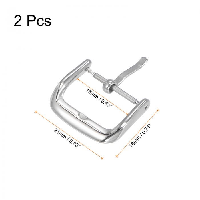 時計ストラップクラスプ 交換 316ステンレス鋼 ポリッシュドPVDバックル 16 mm幅の時計バンド用 シルバートーン 2個