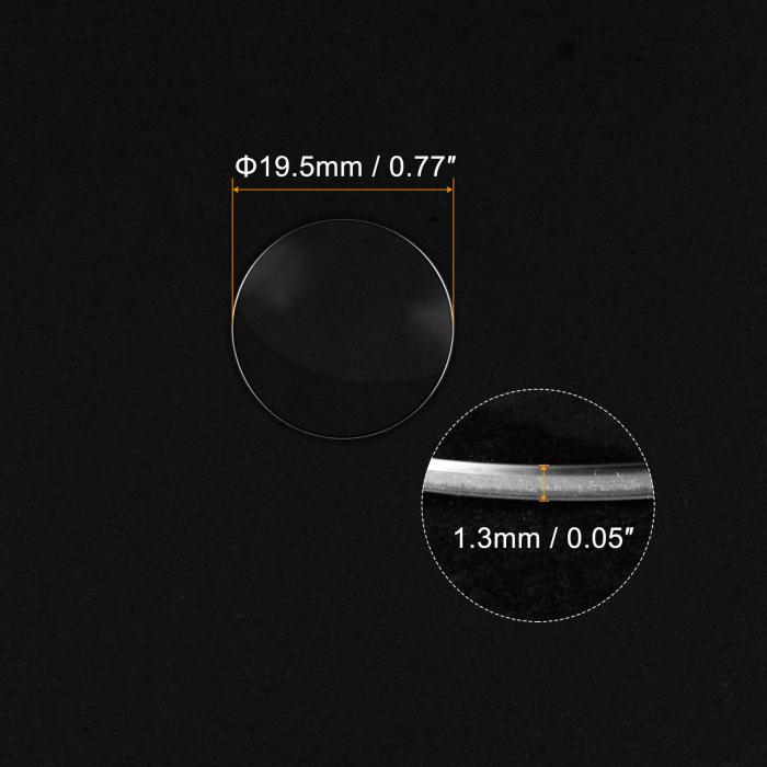 時計ガラスサファイアクリ スタルレンズ 単一ドーム ラウンド 19.5mm直径 1.3 mmエッジ厚さ 交換部品 クリア
