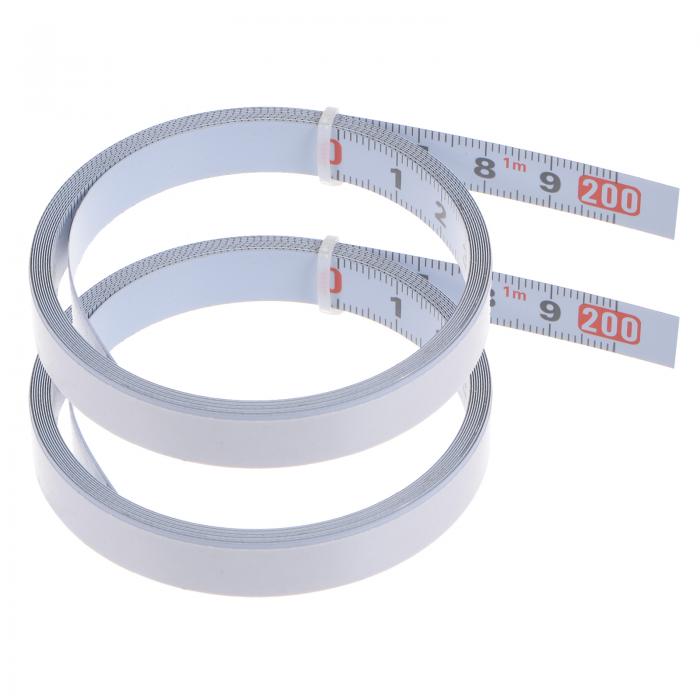 粘着テープメジャー 炭素鋼製 ホワイト ストレートトラックテープ 平定規粘着定規 200cmメトリック 左から右読み取り 2枚入り