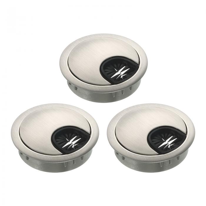 3個セット ケーブルホールカバー、2" 亜鉛合金デスクワイヤーコードケーブルグロメットホールカバー オ..