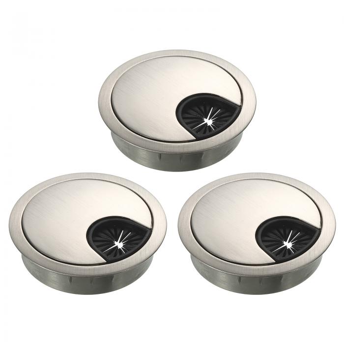 3個セット ケーブルホールカバー、2-1/8" 亜鉛合金デスクワイヤーコードケーブルグロメットホールカバ..