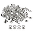 100セットのレザーリベット 10x8mmのダブルキャップリベット レザークラフト修理DIY財布ベルトバッグ靴用 シルバートーン