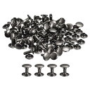 100セットのレザーリベット 10x10mmのダブルキャップリベット 革クラフト修理DIY財布ベルトバッグ靴用 黒