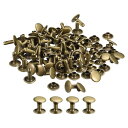 100セットのレザーリベット 10x10mmのダブルキャップリベット 革クラフト修理DIY財布ベルトバッグ靴用 ブロンズ色