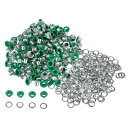 300セットのグロメットキット メタルアイレット 3 mm 1/8"の穴 小さなグロメット ワッシャー付き 靴 服 ベルト タグ バッグ ファブリック レザー DIYプロジェクト用 緑
