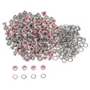 300セットのグロメットキット メタルアイレット 3 mm 1/8"の穴 小さなグロメット ワッシャー付き 靴 服 ベルト タグ バッグ ファブリック レザー DIYプロジェクト ピンク