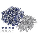 300セットのグロメットキット メタルアイレット 3 mm 1/8"の穴 小さなグロメット ワッシャー付き 靴 服 ベルト タグ バッグ ファブリック レザー DIYプロジェクト ダークブルー