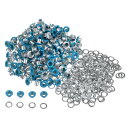 300セットのグロメットキット メタルアイレット 3 mm 1/8"の穴 小さなグロメット ワッシャー付き 靴 服 ベルト タグ バッグ ファブリック レザー DIYプロジェクト スカイブルー