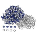 300セットのグロメットキット メタルアイレット 4mm 1/6"穴 小さなグロメット ワッシャー付き 靴 服 ベルト タグ バッグ ファブリック レザー DIYプロジェクト ダークブルー