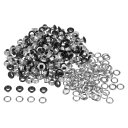 300セットのグロメットキット メタルアイレット 4.5mm 3/16"の穴 小さなグロメット ワッシャー付き 靴 服 ベルト タグ バッグ ファブリック レザー DIYプロジェクト 黒