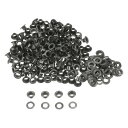 300セットのグロメットキット メタルアイレット 4.5mm 3/16"の穴 小さなグロメット ワッシャー付き 靴 服 ベルト タグ バッグ ファブリック レザー DIYプロジェクト ダークグレー