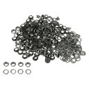 300セットのグロメットキット メタルアイレット 6mm 1/4"の穴 小さなグロメット ワッシャー付き 靴 服 ベルト タグ バッグ ファブリック レザー DIYプロジェクト用 ダークグレー