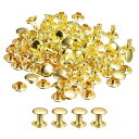 100セットのレザーリベット 6x6mmのダブルキャップリベット レザークラフト修理DIY財布ベルトバッグ靴用 金トーン