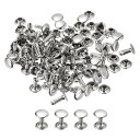 100セットのレザーリベット 6x8mmのダブルキャップリベット レザークラフト修理DIY財布ベルトバッグ靴用 シルバートーン